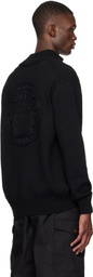 Versace Black Wool-Blend Half-Zip Knit Sweater