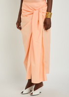 Khaite Shay Asymmetric Cotton-poplin Midi Wrap Skirt Peach