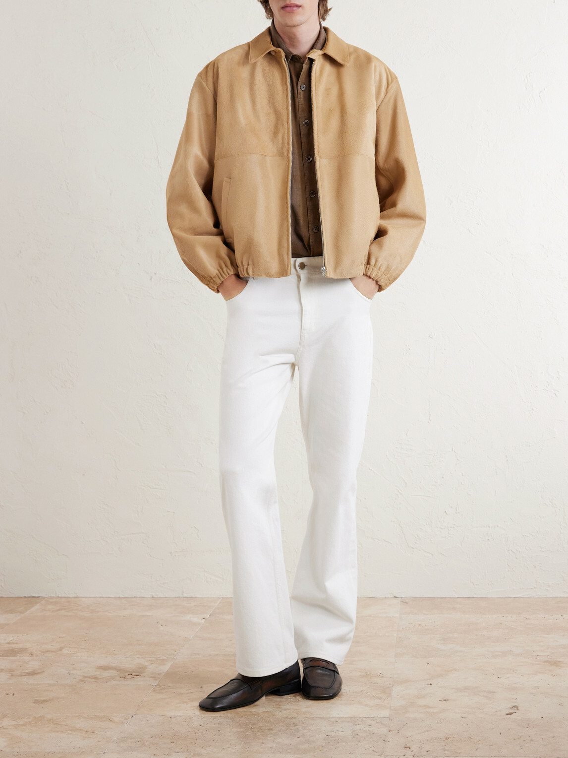 Auralee - Panelled Calf Hair Blouson Jacket - Neutrals