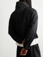 FEAR OF GOD ESSENTIALS - NBA Cropped Appliquéd Cotton-Blend Jersey Hoodie - Black