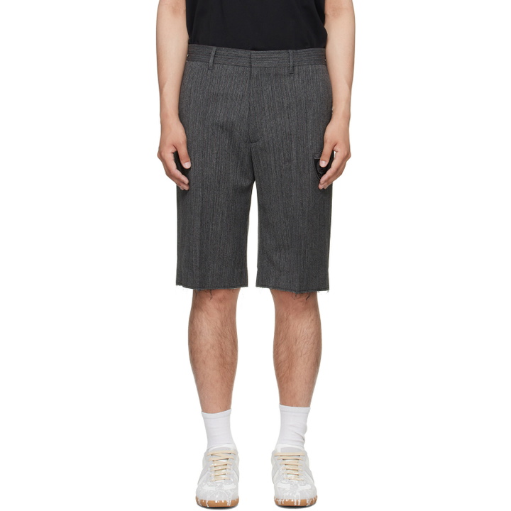 Photo: MM6 Maison Margiela Gray Pinstripe Wool-Blend Shorts