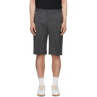 MM6 Maison Margiela Gray Pinstripe Wool-Blend Shorts