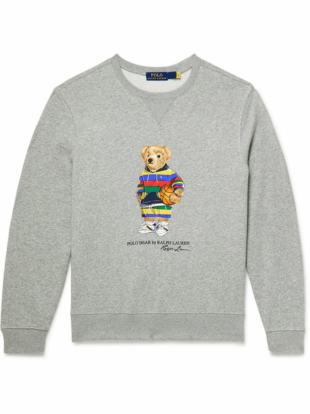 Photo: Polo Ralph Lauren - Printed Cotton-Blend Jersey Sweatshirt - Gray