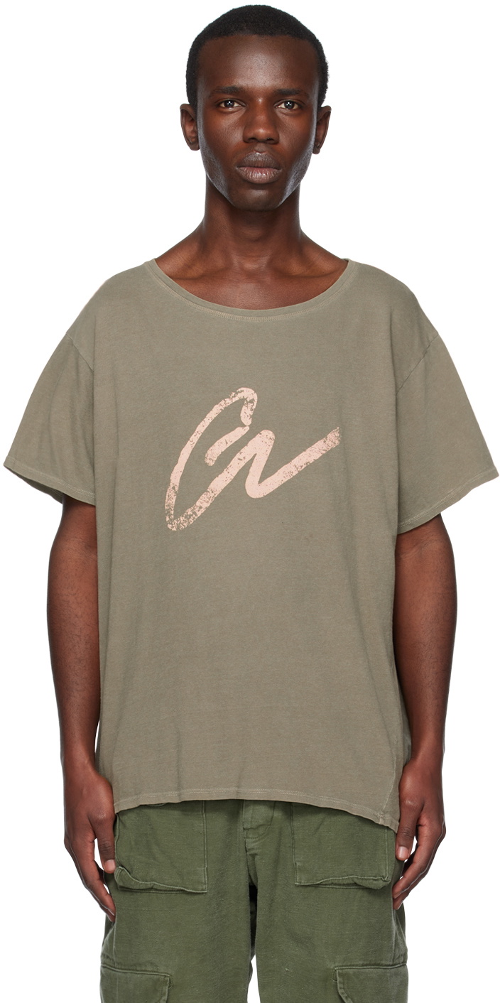 Greg Lauren Khaki 'GL' T-Shirt