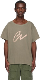 Greg Lauren Khaki 'GL' T-Shirt
