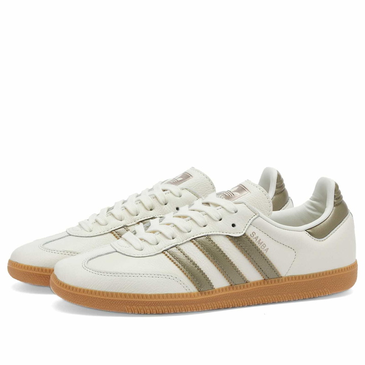 Photo: Adidas Women's Samba OG W in Off White/Cyber& Wonder Gold