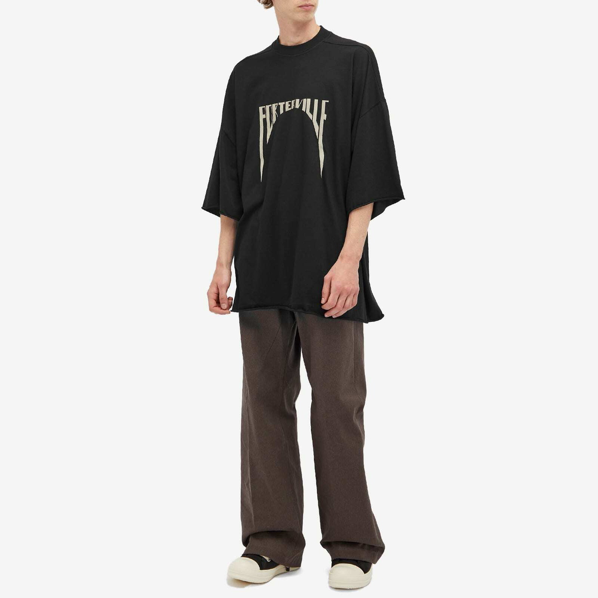 Rick Owens Men's Porterville Tommy T-Shirt in Black/Pearl Rick Owens