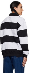 MSGM Gray Striped Long Sleeve Polo