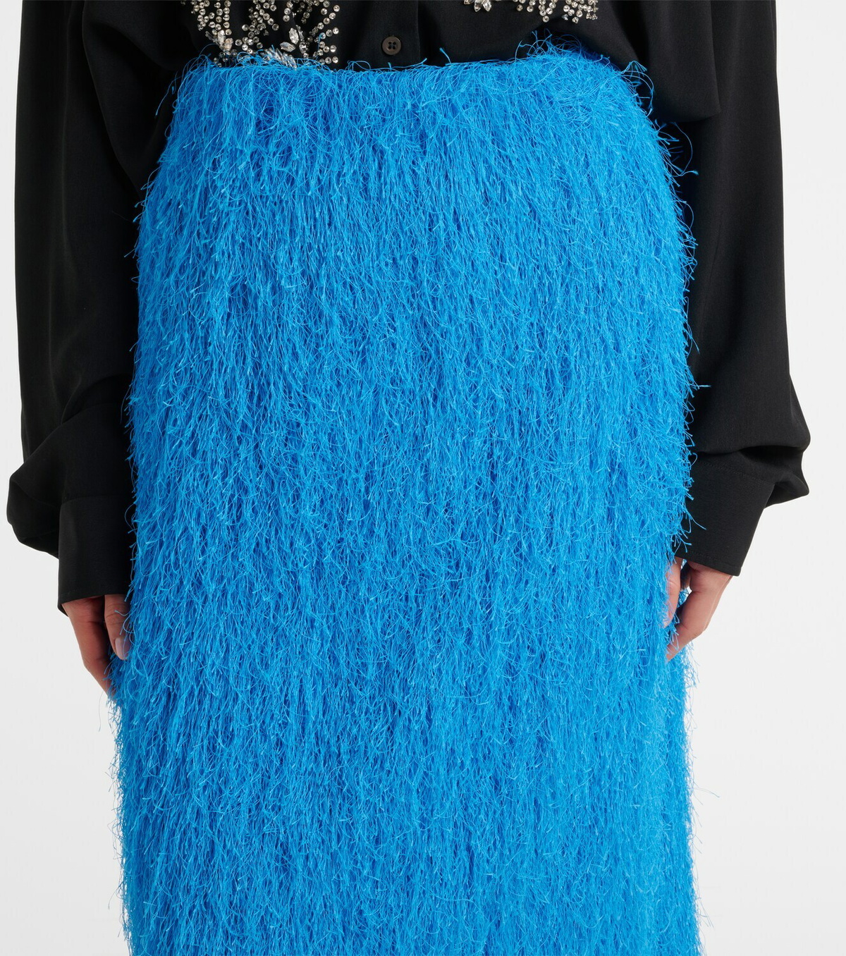 Dries Van Noten Fringed midi skirt
