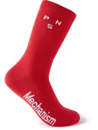 Pas Normal Studios - Mechanism Logo-Intarsia Stretch Meryl Skinlife-Blend Cycling Socks - Red