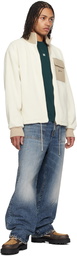 Givenchy White Fleece & Leather Zipped Jacket