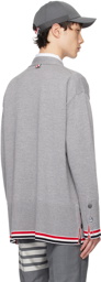 Thom Browne Gray Exaggerated V-Neck Cardigan