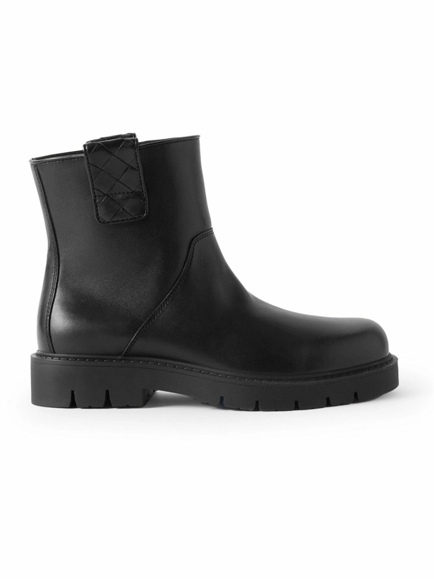 Photo: Bottega Veneta - Haddock Intrecciato-Detailed Leather Boots - Black