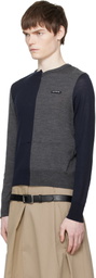 HODAKOVA Navy & Gray Knitted Patch Sweater