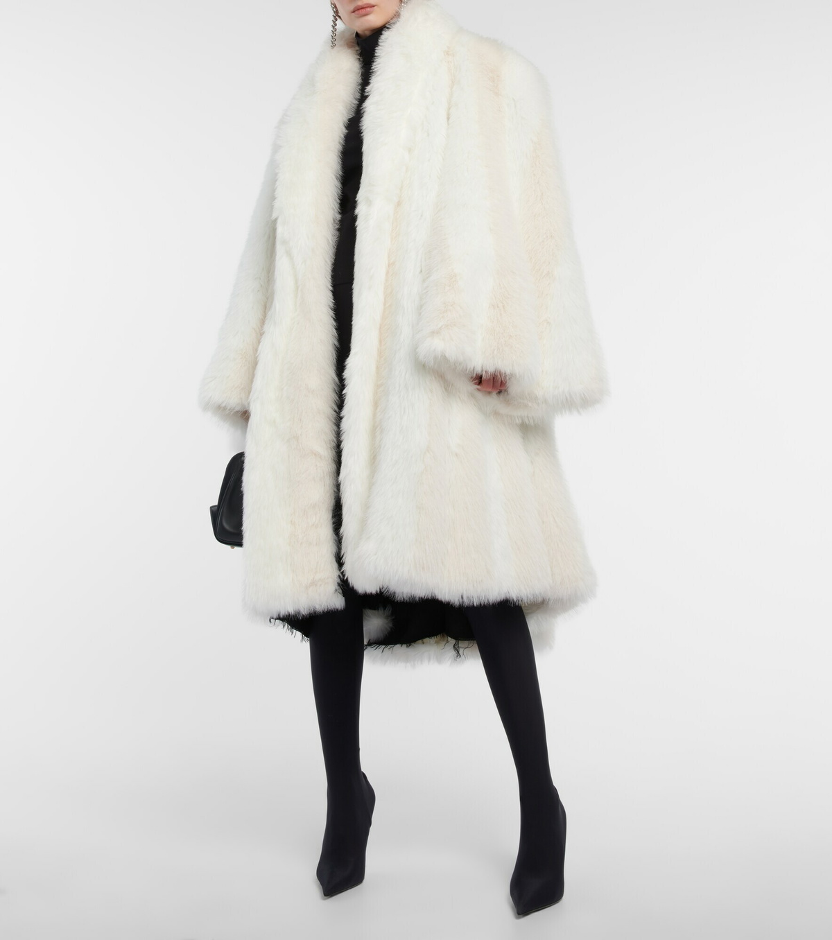 Balenciaga faux-fur single-breasted coat - BLACK