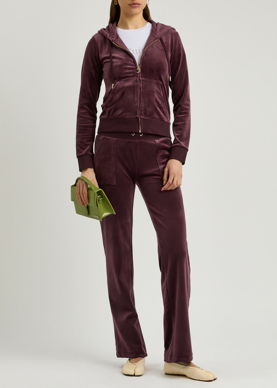 Juicy Couture Robertson Hooded Velour Sweatshirt Dark Red