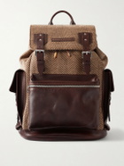 Brunello Cucinelli - Leather-Trimmed Herringbone Canvas Backpack