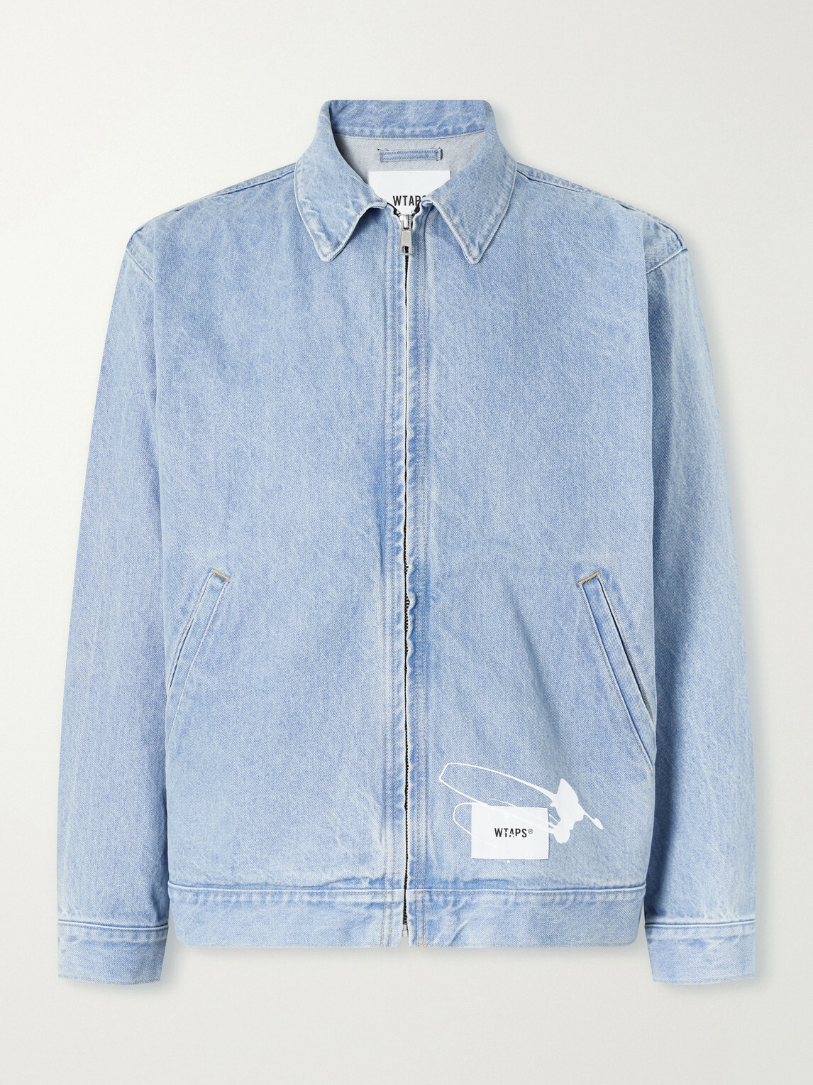WTAPS - Wrecker Logo-Appliquéd Paint-Splattered Denim Jacket - Blue