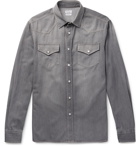 Brunello Cucinelli - Washed-Denim Western Shirt - Men - Gray