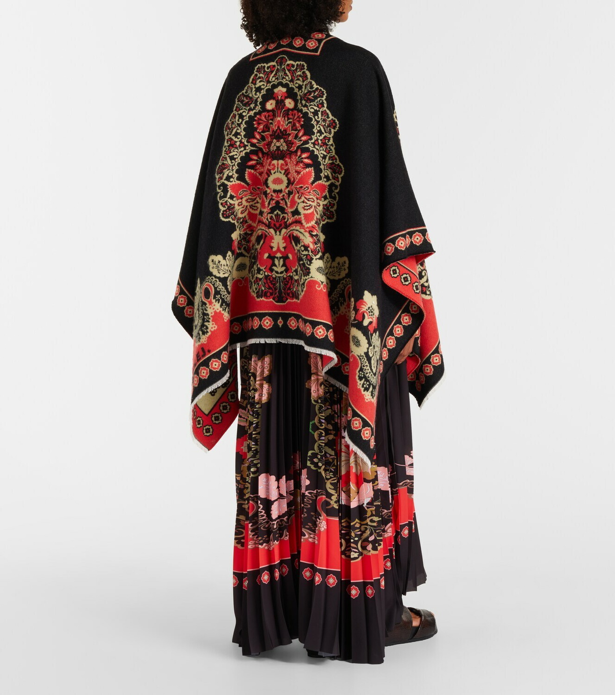 La DoubleJ Soul printed wool and silk poncho
