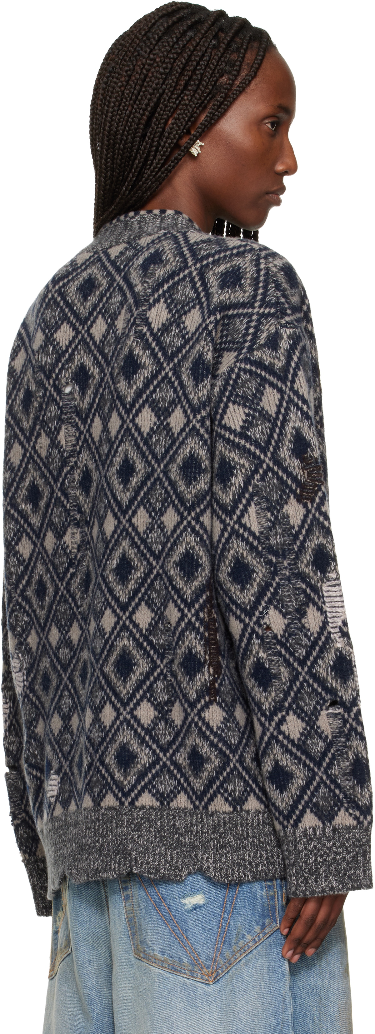 Wales Bonner Gray 'The Sibling' Cardigan