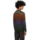 Missoni Green Knit Striped Long Sleeve Polo