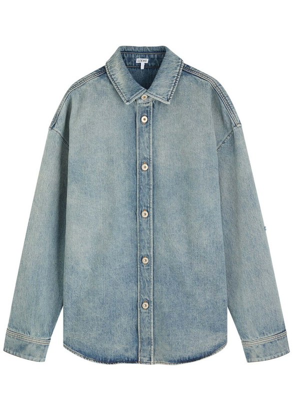 Photo: Loewe Logo Distressed Denim Shirt