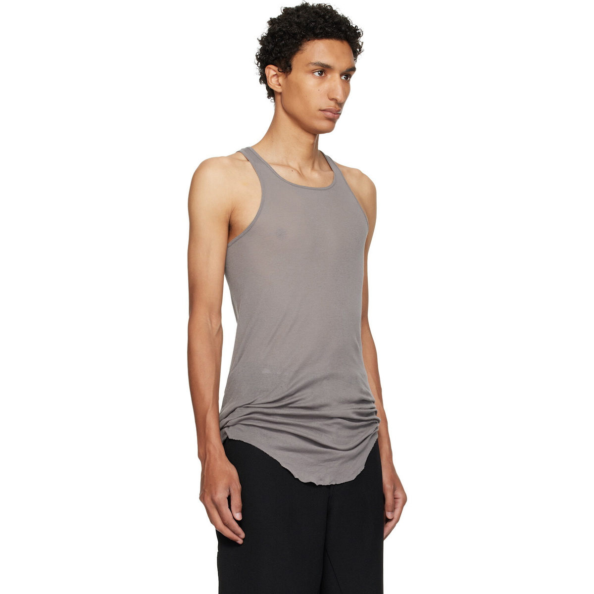 Rick Owens Gray Tower Basic Rib Tank Top