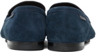 TOM FORD Navy Logo Tab Loafers