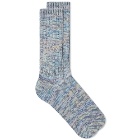 Anonymous Ism 5 Colour Mix Crew Sock in Sax