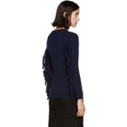 Burberry Prorsum Navy Fringed Knit Sweater