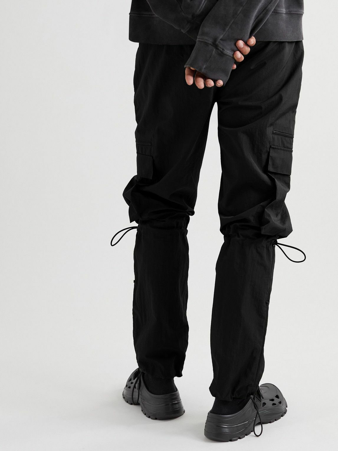 SAIF UD DEEN - Straight-Leg Shell Cargo Trousers - Black