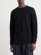 Beams Plus - Thermal Waffle-Knit Cotton T-Shirt - Black