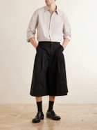 Amomento - Cotton-Blend Wide-Leg Bermuda Shorts - Black