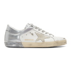 Golden Goose White and Silver Superstar Sneakers