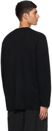 Yohji Yamamoto Black Wool Floral Intarsia Crewneck Sweater