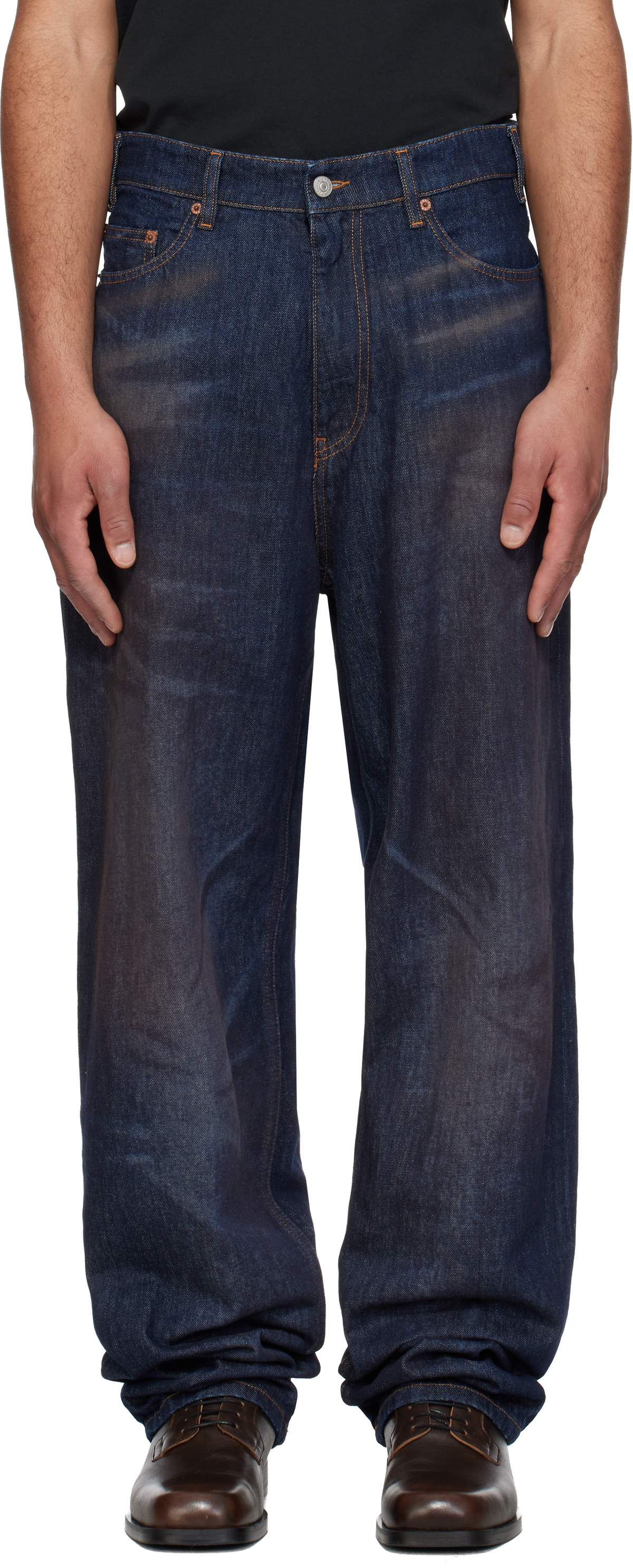 MM6 Maison Margiela Blue Pittsburgh Crease Denim Shirt MM6 Maison