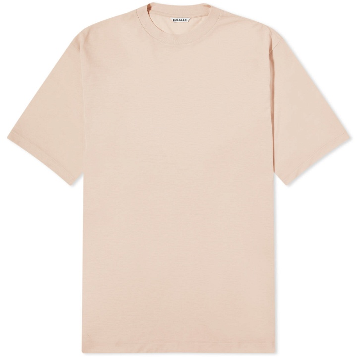 Photo: Auralee Men's Super Soft Wool Jersey T-Shirt in Light Pink