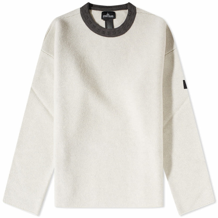 Photo: Stone Island Shadow Project Men's Contrast Collar Crew Knit in Plaster