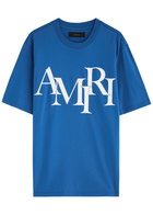 Amiri Staggered Logo Cotton T-shirt Blue