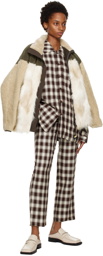 Bode Brown & White Plaid Side-Tie Trousers