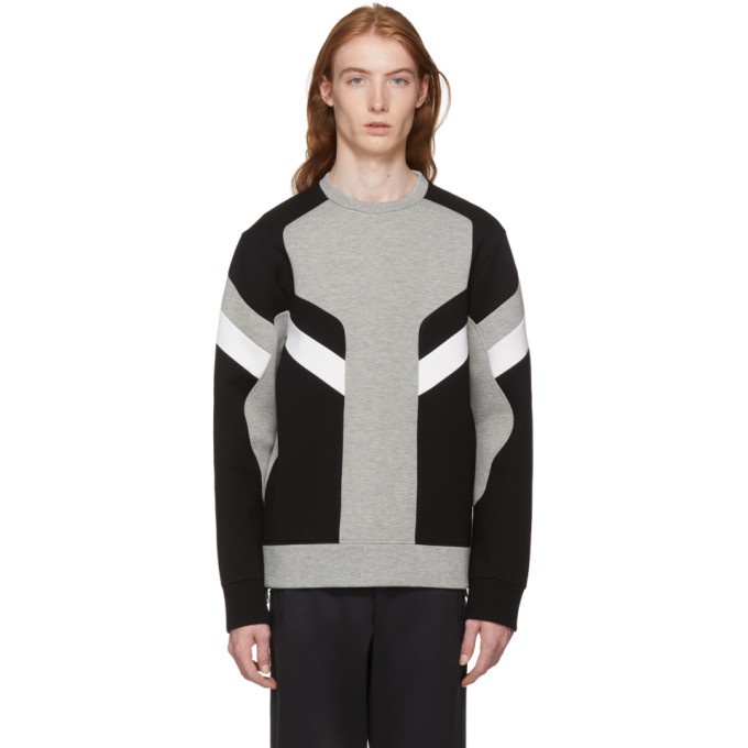 Photo: Neil Barrett Grey and Black Zippered Modernist Sweatshirt