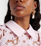 Self-Portrait Flower embellished drop earrings
