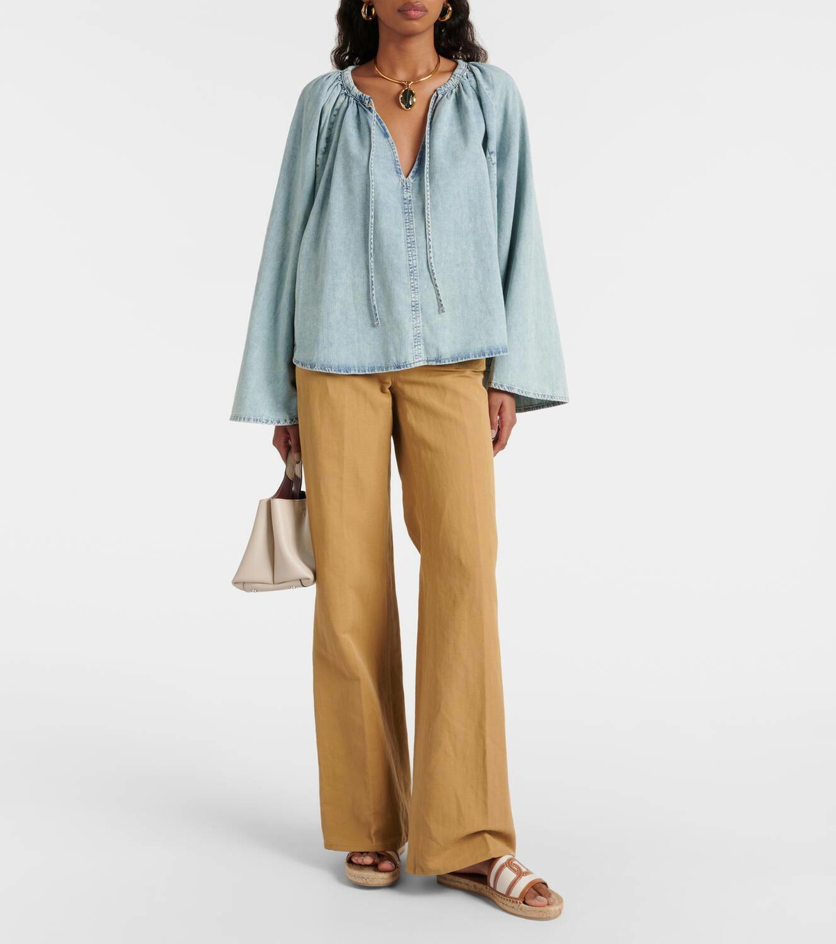 Frame Cotton and linen denim top