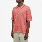 Corridor Men's Pointelle Knit Short Sleeve Shirt in Pink