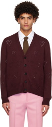 Ernest W. Baker Burgundy Hearts Cardigan