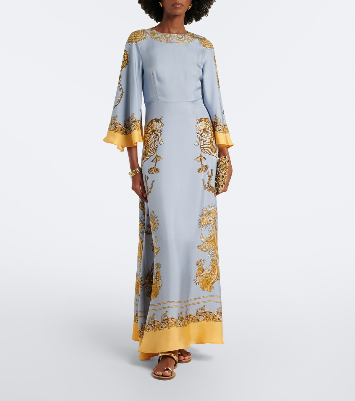 La DoubleJ Sorella printed silk twill maxi dress