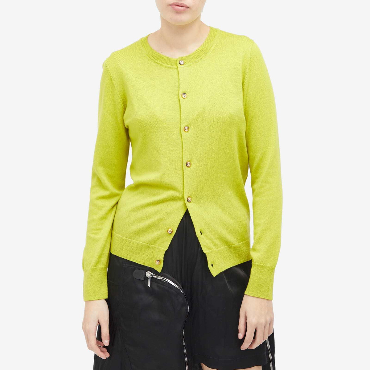 Beams Boy Women's Button Cardigan in Lime.Grn