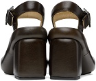 LEMAIRE Brown Padded Wedge Heeled Sandals