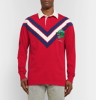 Gucci - Appliquéd Twill-Trimmed Cotton-Jersey Polo Shirt - Men - Red